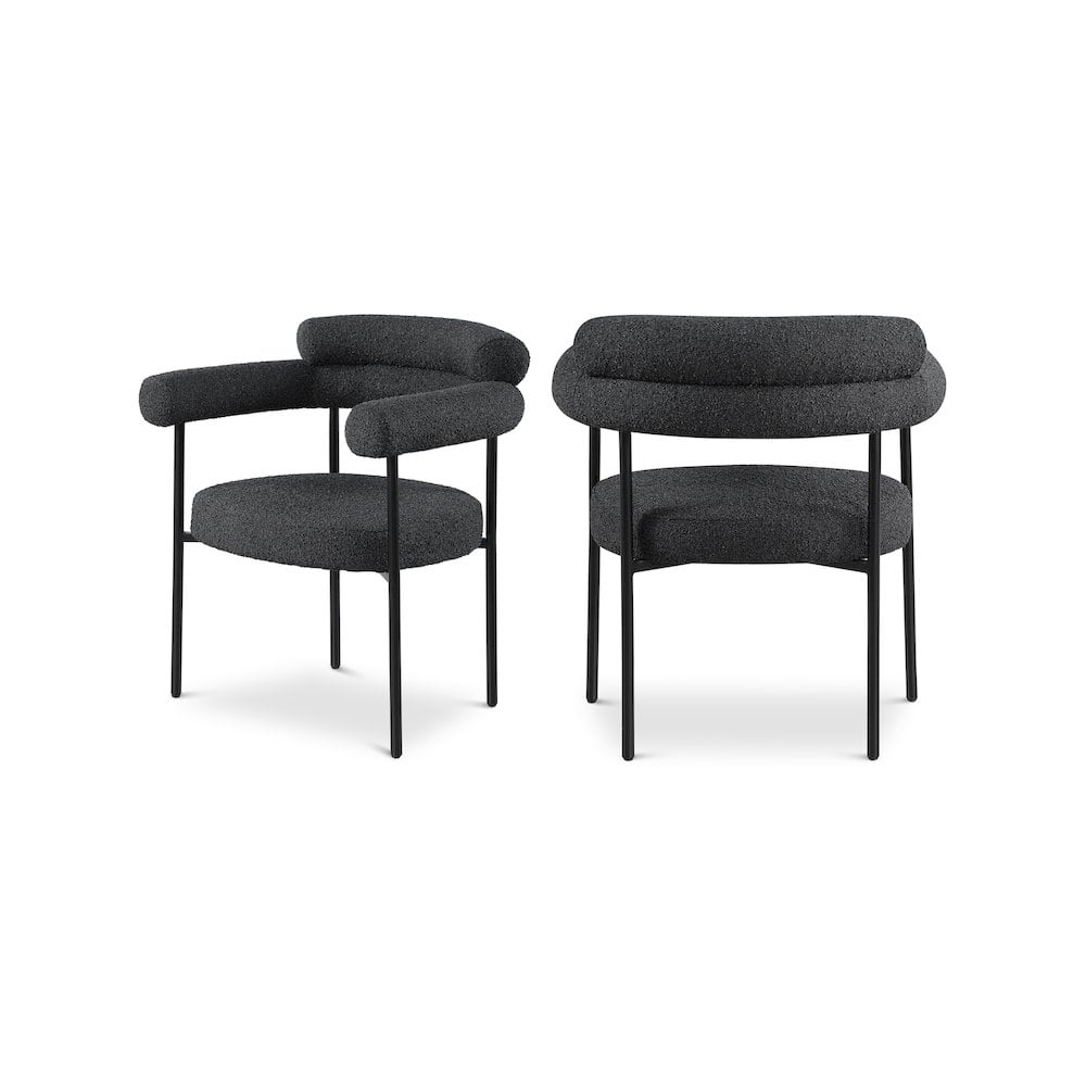 Meridian Furniture - Blake Boucle Fabric Dining Chair, Set of 2 - Black