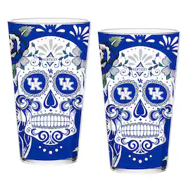 Indigo Falls - Kentucky Wildcats Two-Pack 16oz. Dia De Los Muertos Pint Glass Set - Multicolor