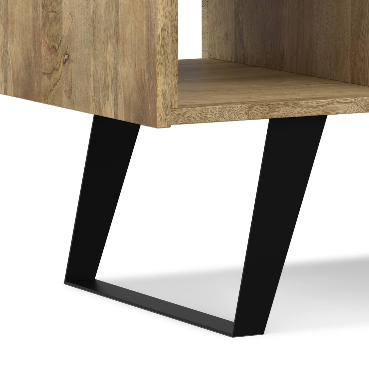 Alt View 7. Simpli Home - Lowry SOLID MANGO WOOD and Metal 48 inch Wide Rectangle Modern Industrial Coffee Table in Natural - Natural.