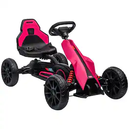 Aosom - Kids Pedal Go Kart W/ Adjustable Seat - Pink