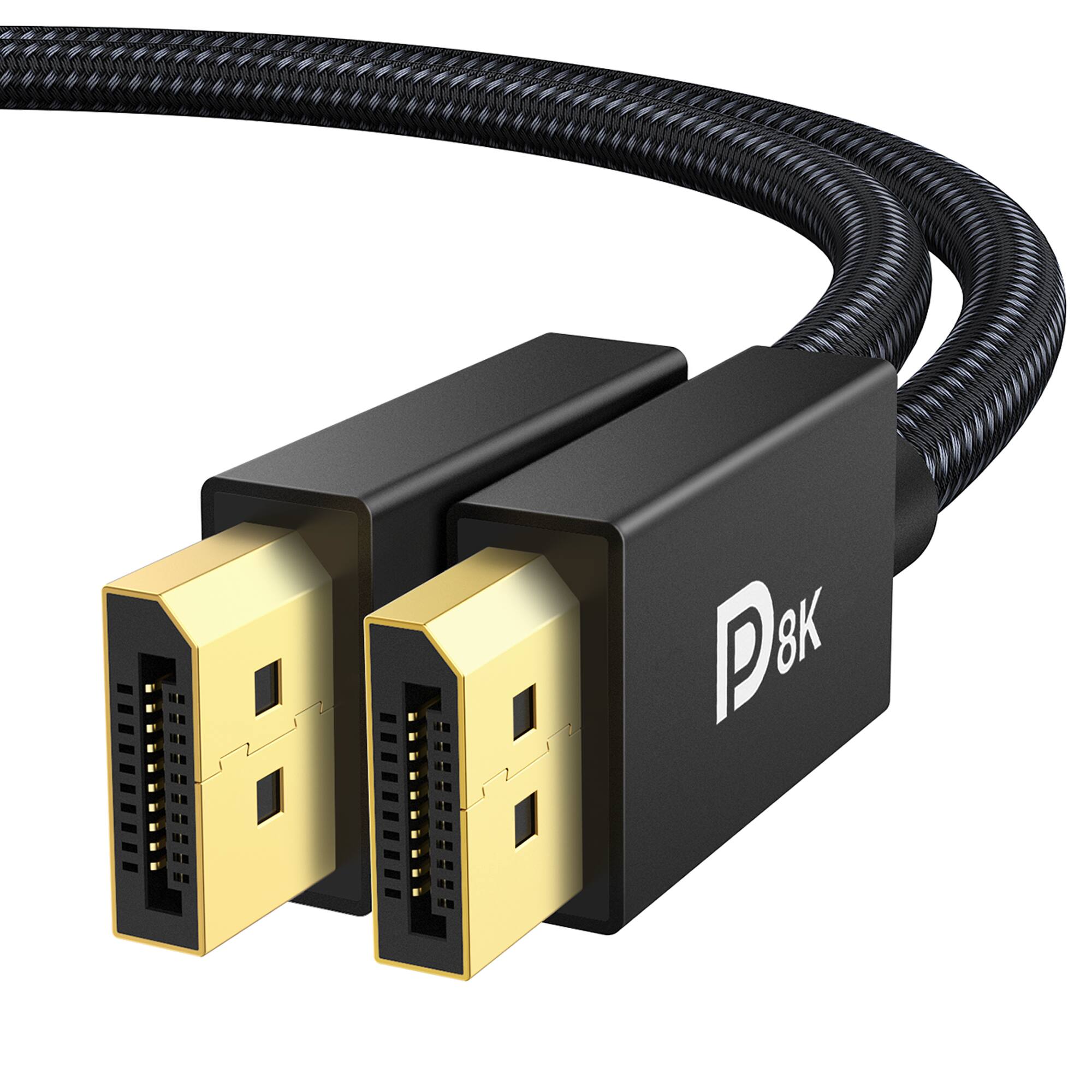 Angle. iVANKY - 8K DisplayPort Cable 1.4, VESA Certified DP Cable 6.6ft for Gaming Monitor, Graphics, PC - Black.