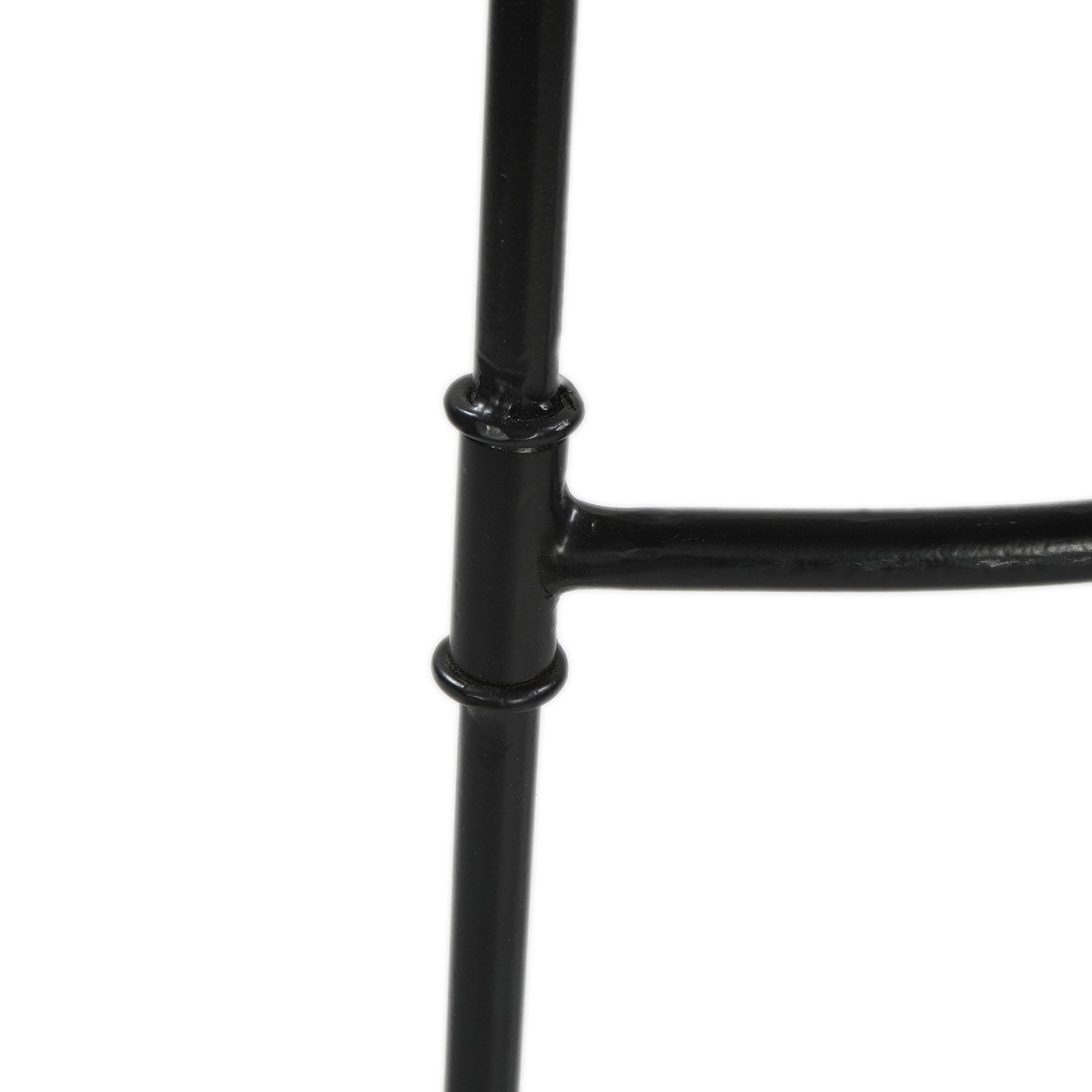 Alt View 7. Manhattan Lane - Tiva 30 Inch Handcrafted Backless Barstool, Whitewashed Mango Wood Saddle Seat, Black Metal Base - White, Black.