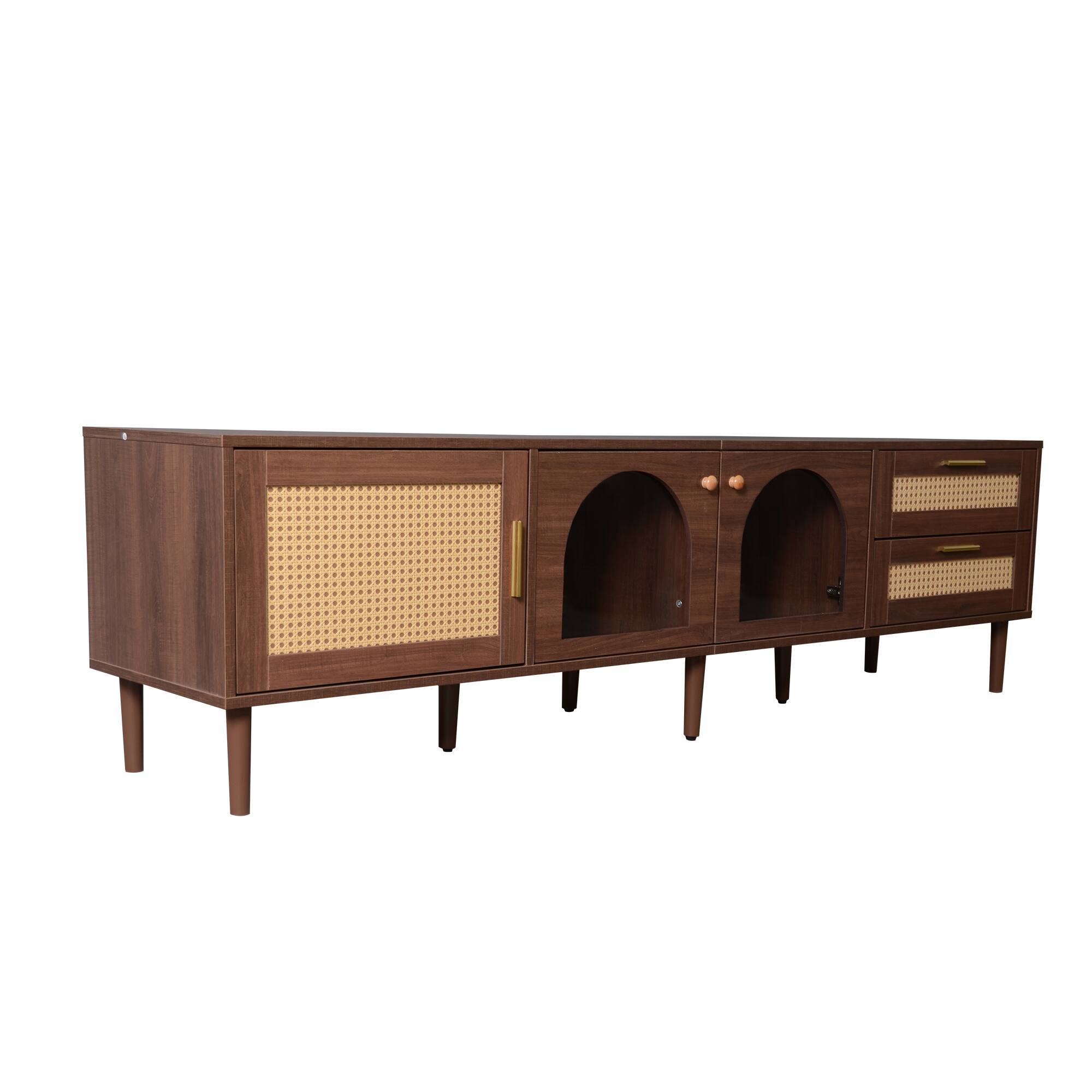 Back. Whisen - 70-Inch TV Stand for TVs up to 80-Inch,Entertainment Center with App-Controlled LED Lights - Dark Brown.