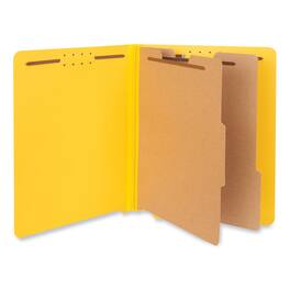 Universal - Deluxe Six-Section Pressboard End Tab Classification Folders, 2 Dividers, 6 Fasteners, Letter Size, Yellow, 10/Box