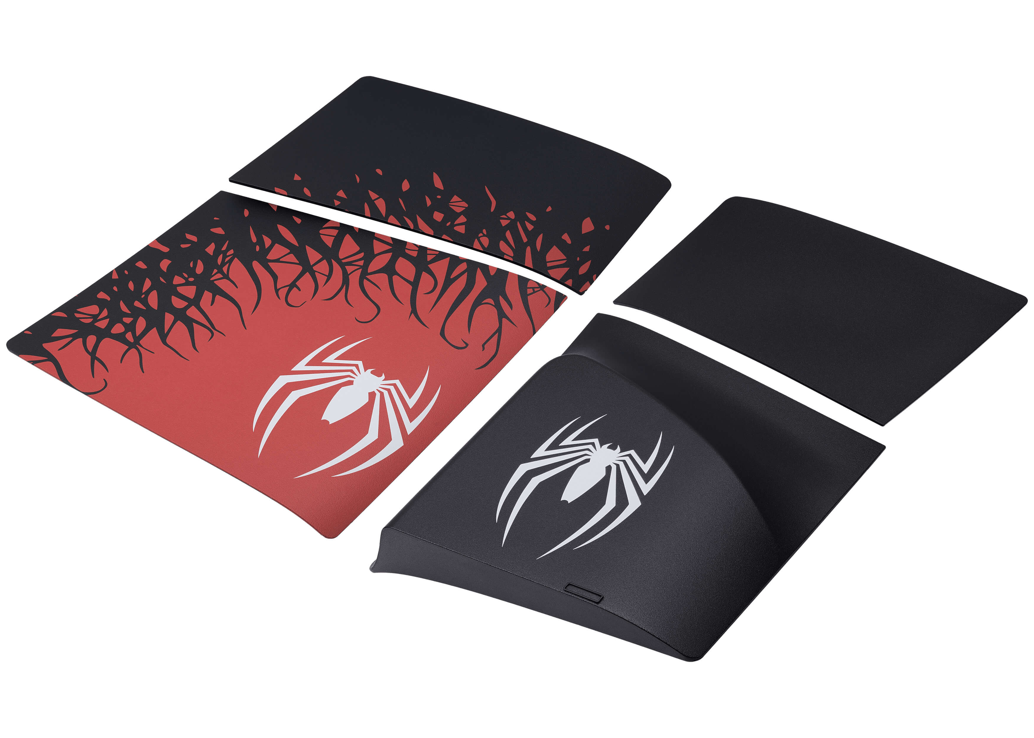 Alt View 1. MobileSentrix - Spider-Man - PlayStation 5 Slim Disc Edition Compatible Console Faceplate Covers - Black/Red.