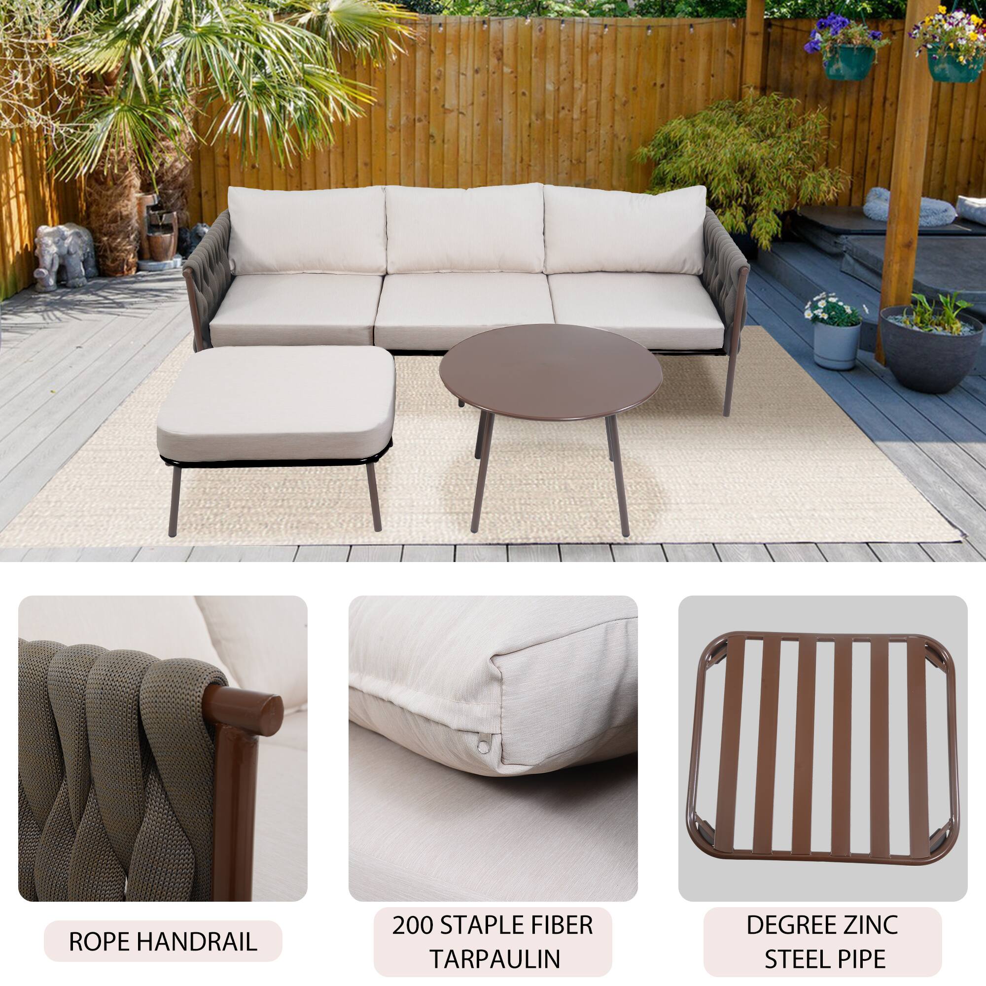 ROPE HANDRAIL  
200 STAPLE FIBER TARPAULIN  
DEGREE ZINC STEEL PIPE