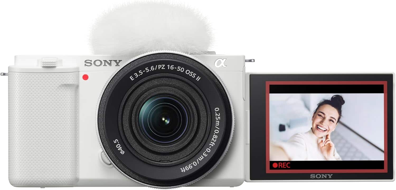 Sony - Alpha ZV-E10 - APS-C Interchangeable Lens Mirrorless Vlog Camera Kit - White, ZVE10KW (International Model)