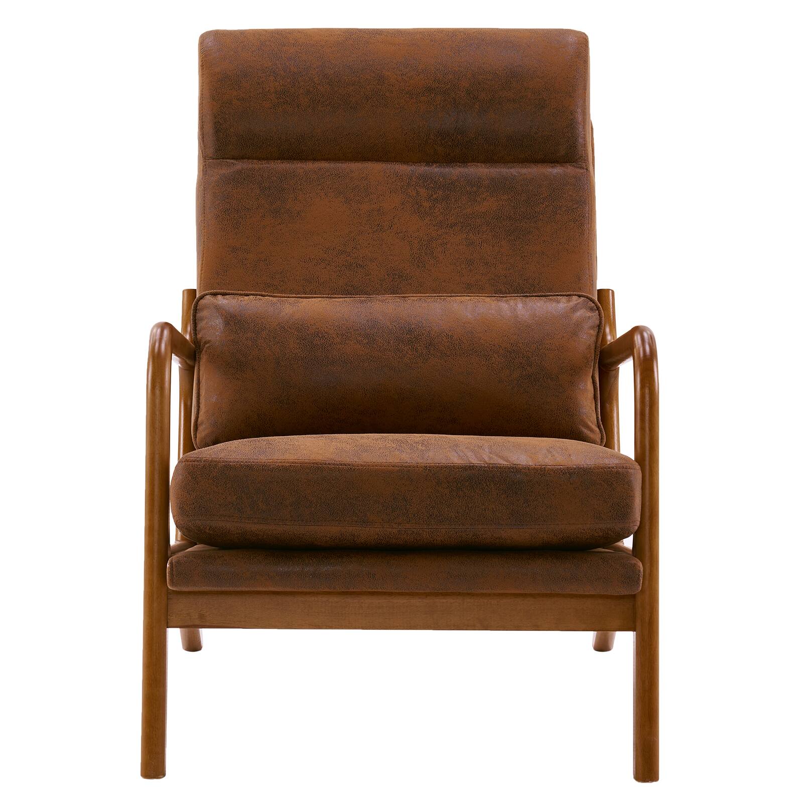 Back. SlickBlue - Armrest & Backrest Indoor Leisure Chair Comfortable Upholstered Lounge Chair for Home - Brown.