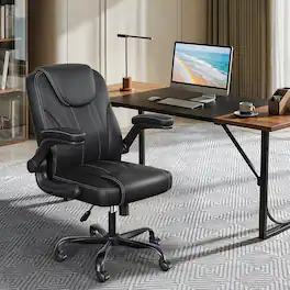 Pinmoco - Ergonomic PU Leather Office Chair, High Back Executive Computer Desk Chair - Black