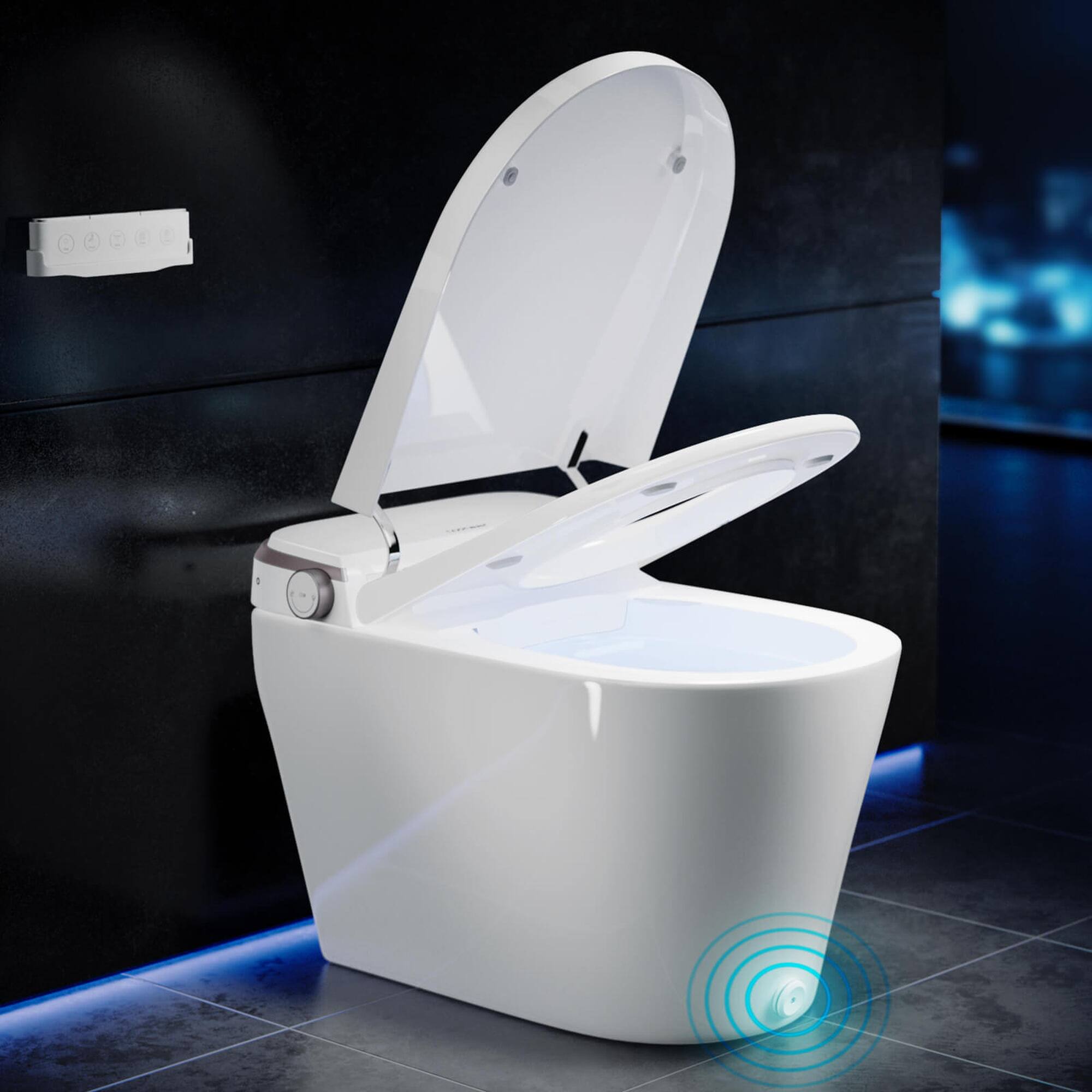 Alt View 12. Costway - Smart Toilet Elongated Bidet Toilet with Adjustable Heated Seat & Dryer Night Light - White.