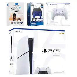 PlayStation 5 Slim Disc Bundle with Extra Controller, Accessory Kit and MightySkins Code - PlayStation 5