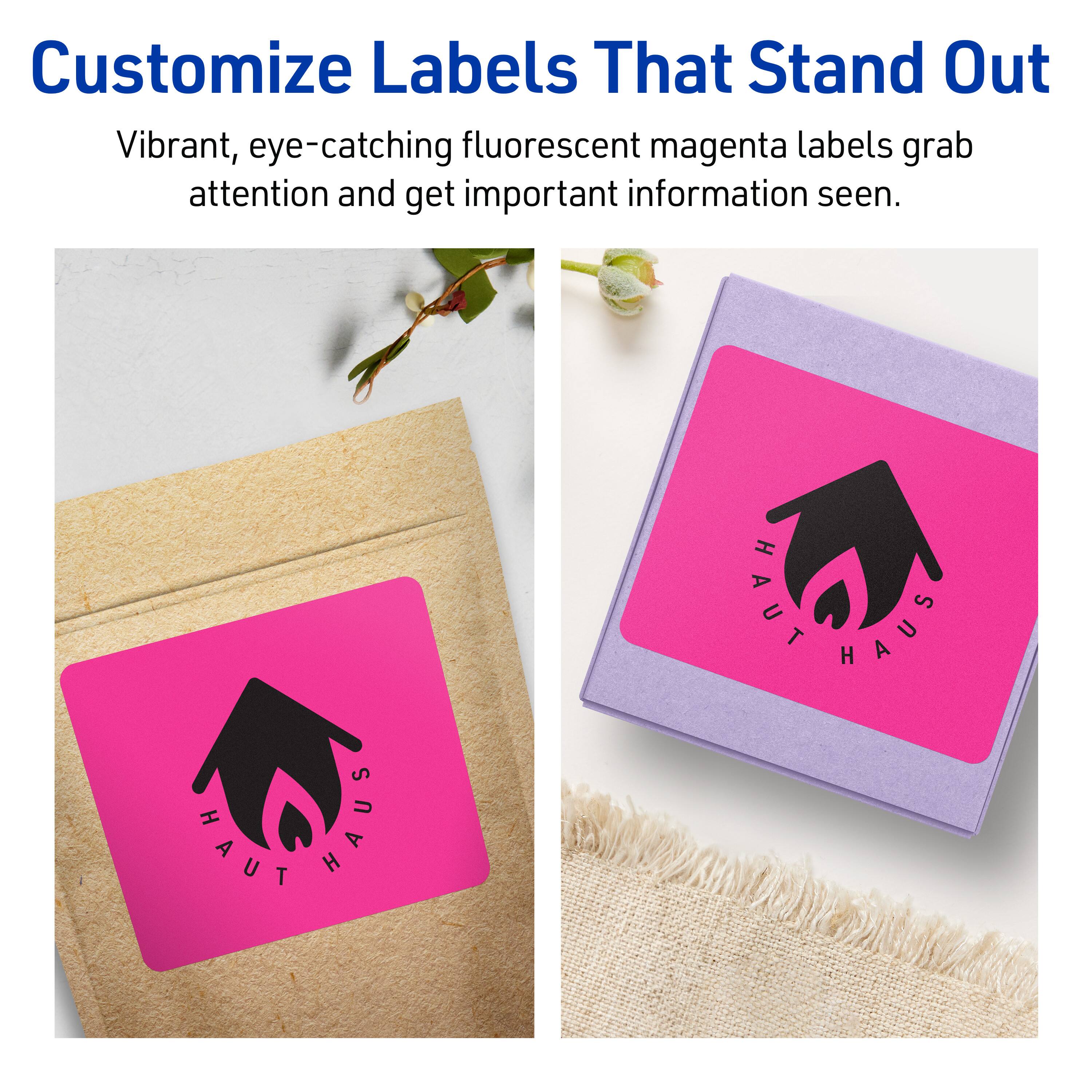 Customize Labels That Stand Out

Vibrant, eye-catching fluorescent magenta labels grab attention and get important information seen.

HAUT HAUS