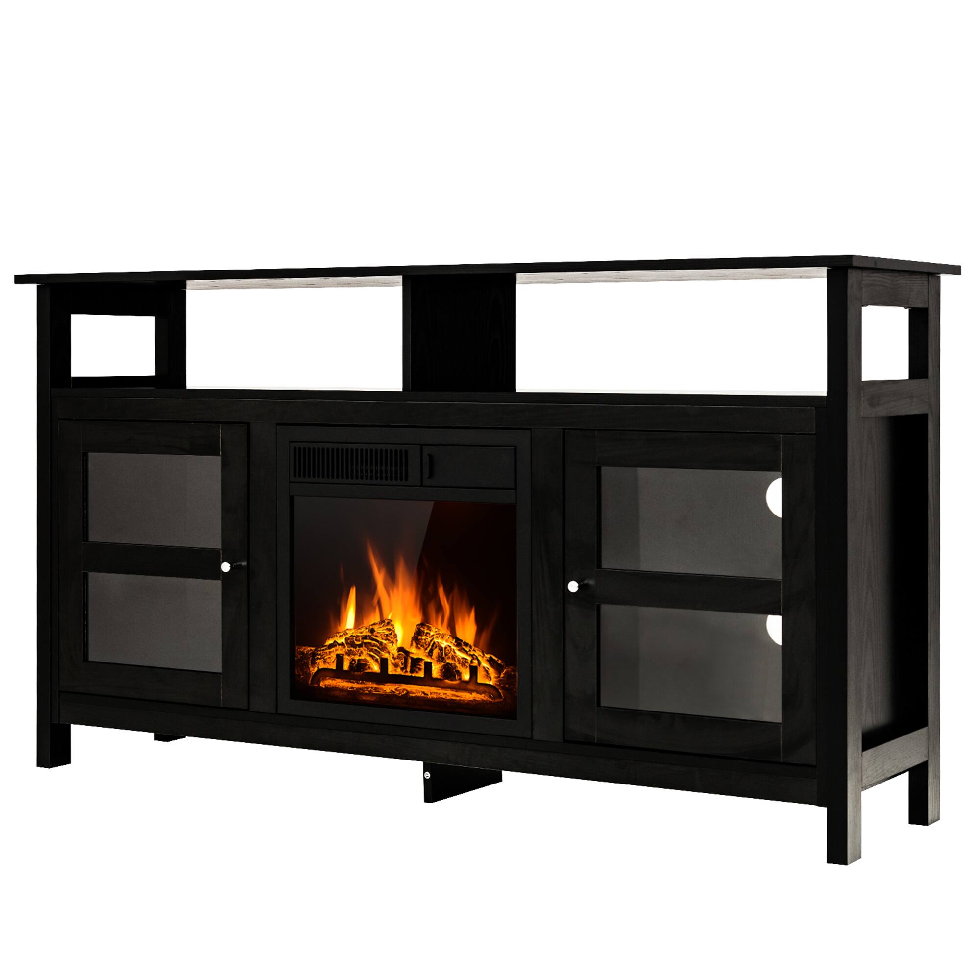 Alt View 9. Gymax - Gymax 58'' Fireplace TV Stand W/18'' 1500W Electric Fireplace up to 65'' Black - Black.