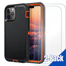 Front. Entronix - Entronix Bundle for iPhone 14 Pro Max - Heavy Duty Case & 2 Clear Screen Protectors - Orange.
