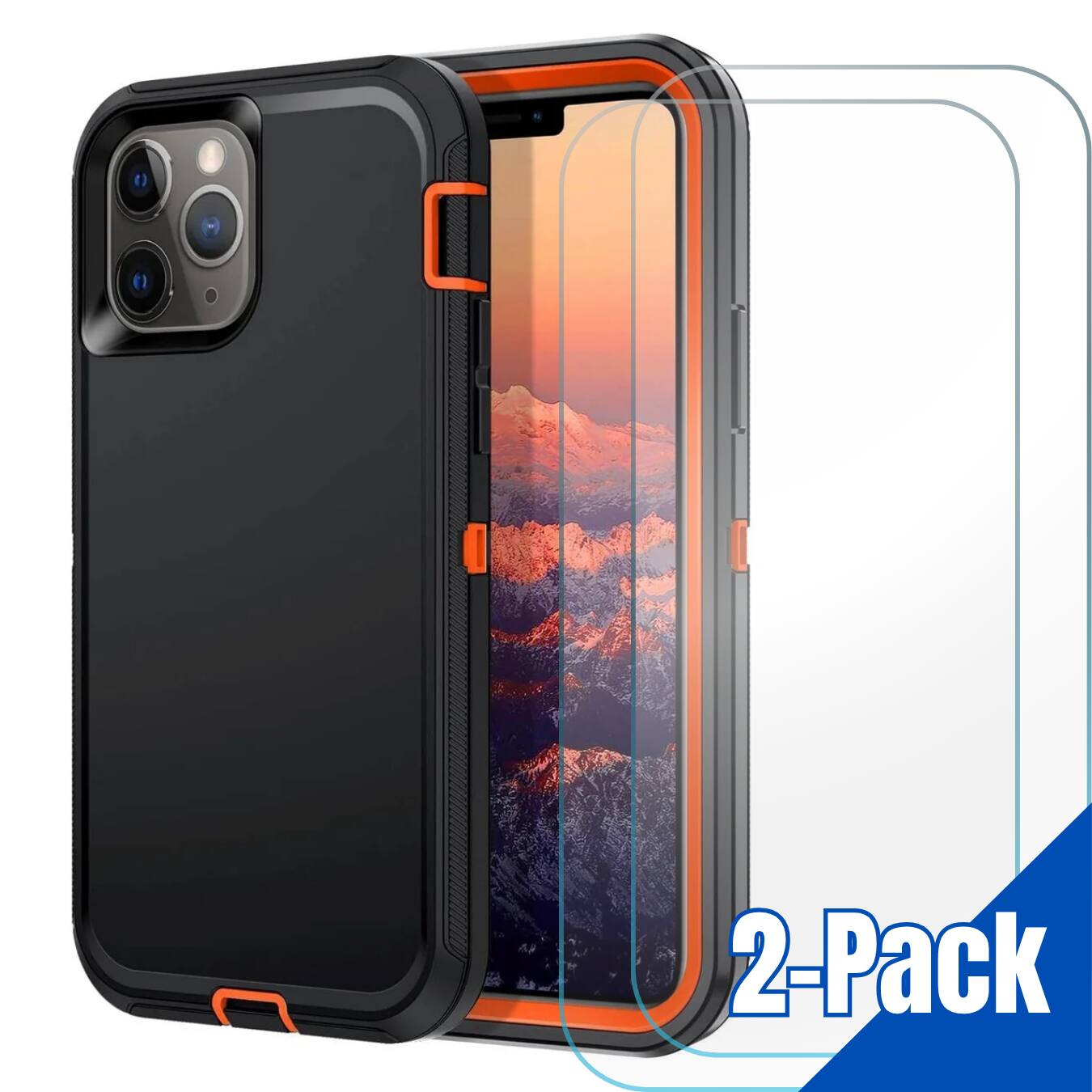Front. Entronix - Entronix Heavy Duty Bundle for iPhone 16 Pro Max - Case and 2 Clear Screen Protectors - Navy Blue.