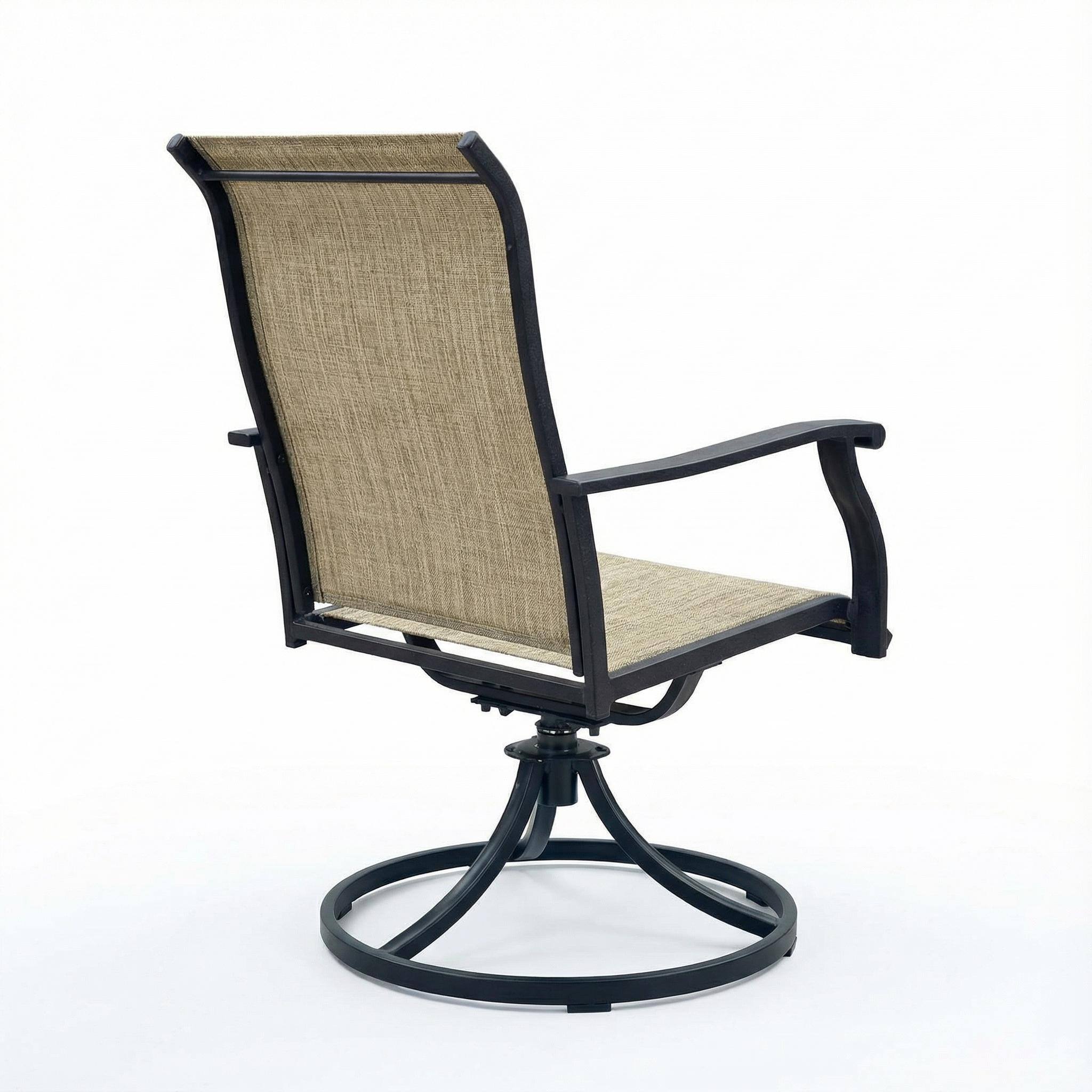 Alt View 5. Mondawe - Set of 2 Swivel Breathable Textilene Dining Chairs - Black+Brown.