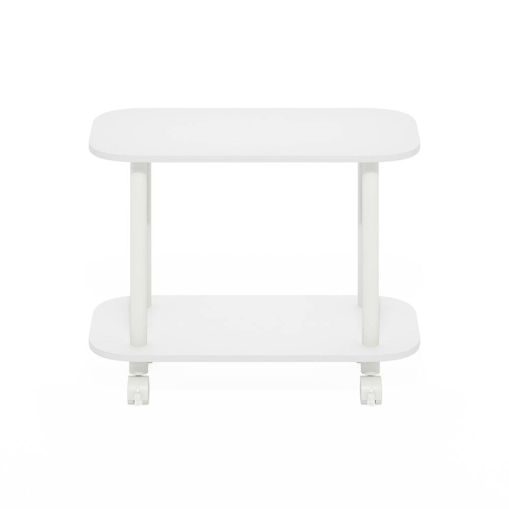 Left. Furinno - TURN-N-TUBE Night Stand, 2-Tier Oval Nightstand with Wheels, Round Corner Side Table, End Table, Toolless Assembly - White/White.
