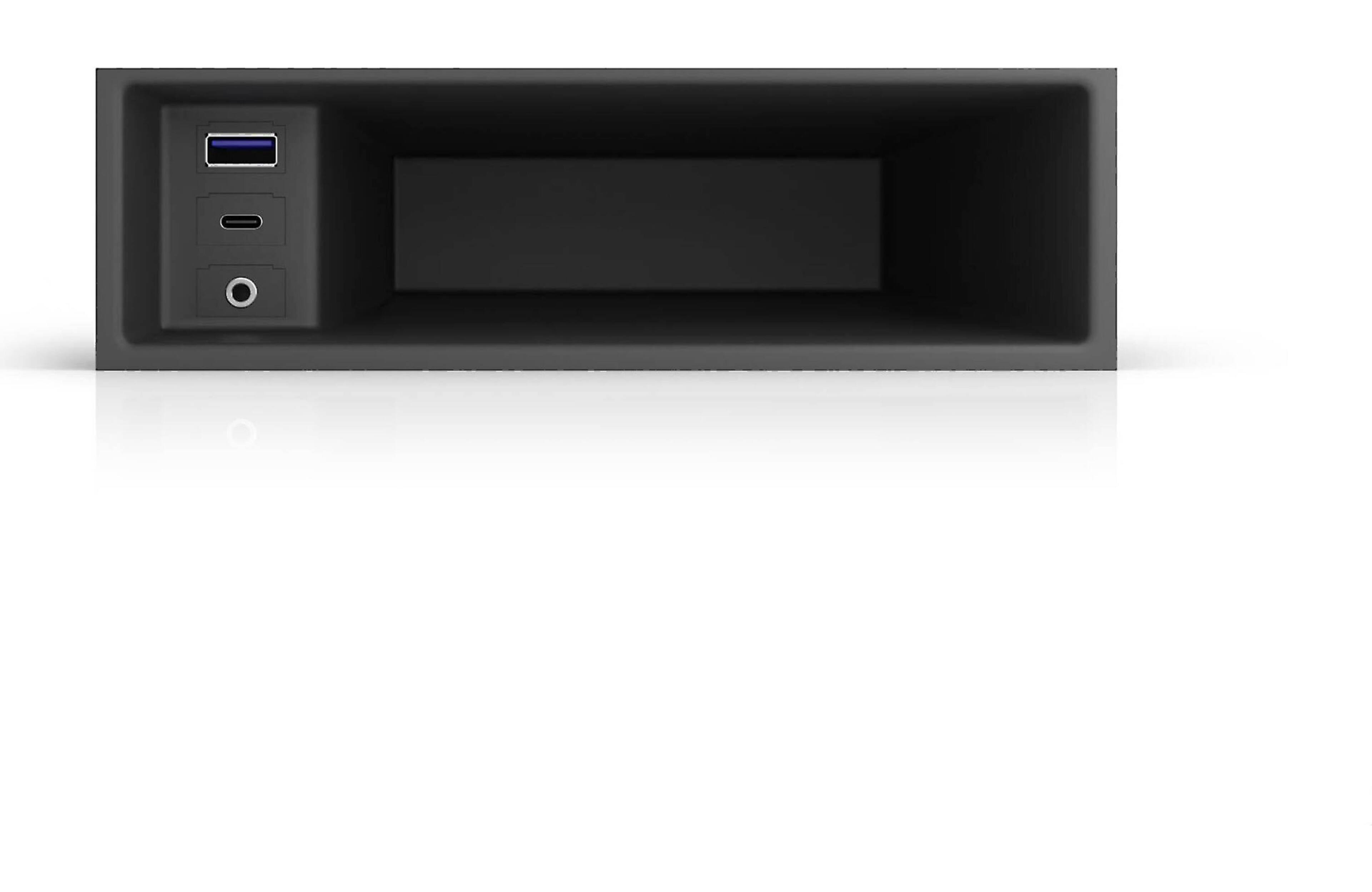 Angle. Maestro - Universal Single-DIN Dash Pocket with Modular Media Pass-Thrus - Black.