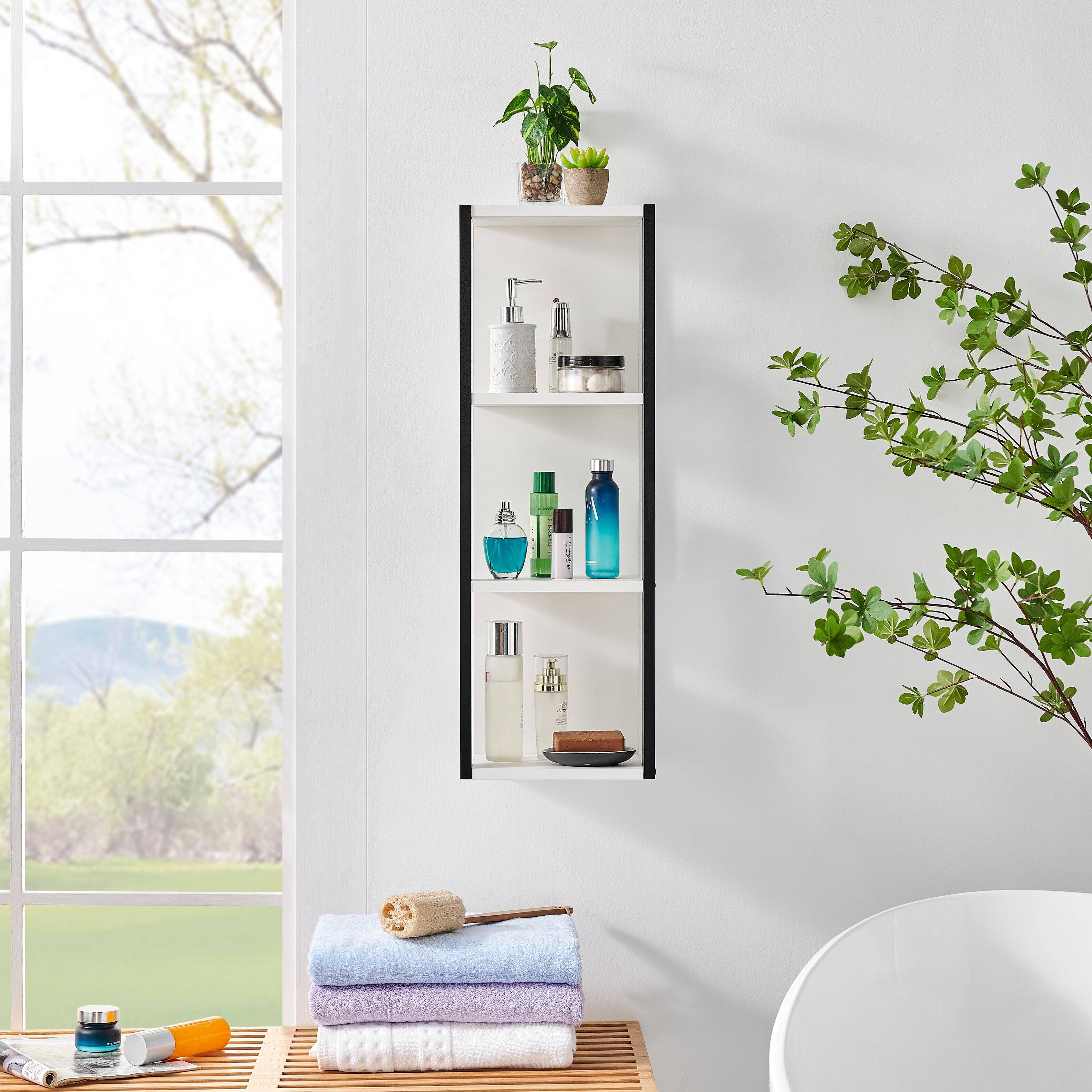 Back. Danya B - Recife Vertical Three-Tier Cube Wall Shelf - White/Black - White, Black.