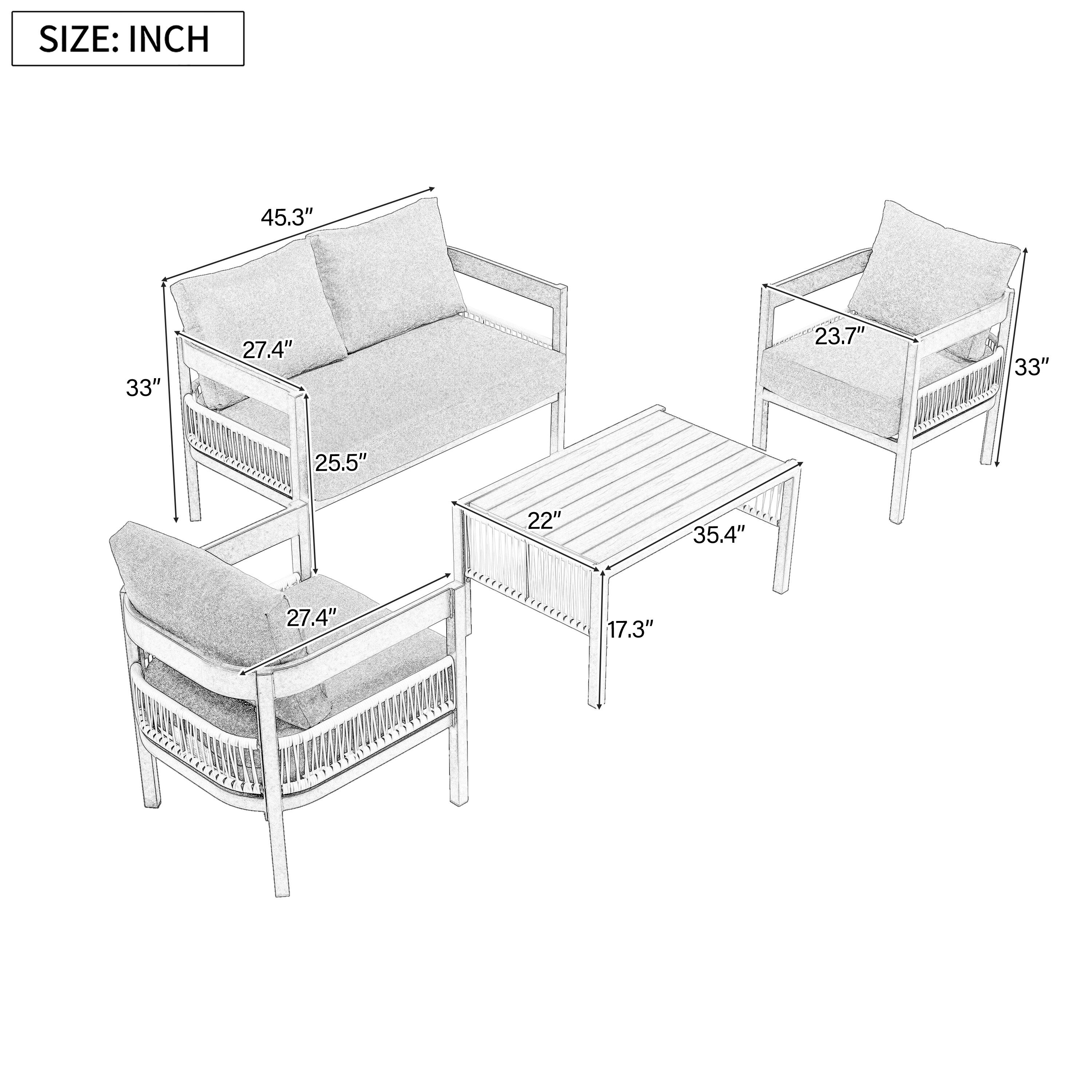 SIZE: INCH  
45.3" 33" 27.4" 23.7" 33" 25.5" 22" 35.4" 27.4" 17.3"