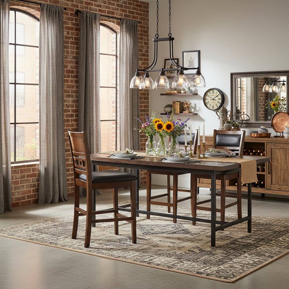 Left. FurniFact - Brown Wood Dining Chairs Set Of 2, Faux Leather Farmhouse Style Dining Chairs - Brown.
