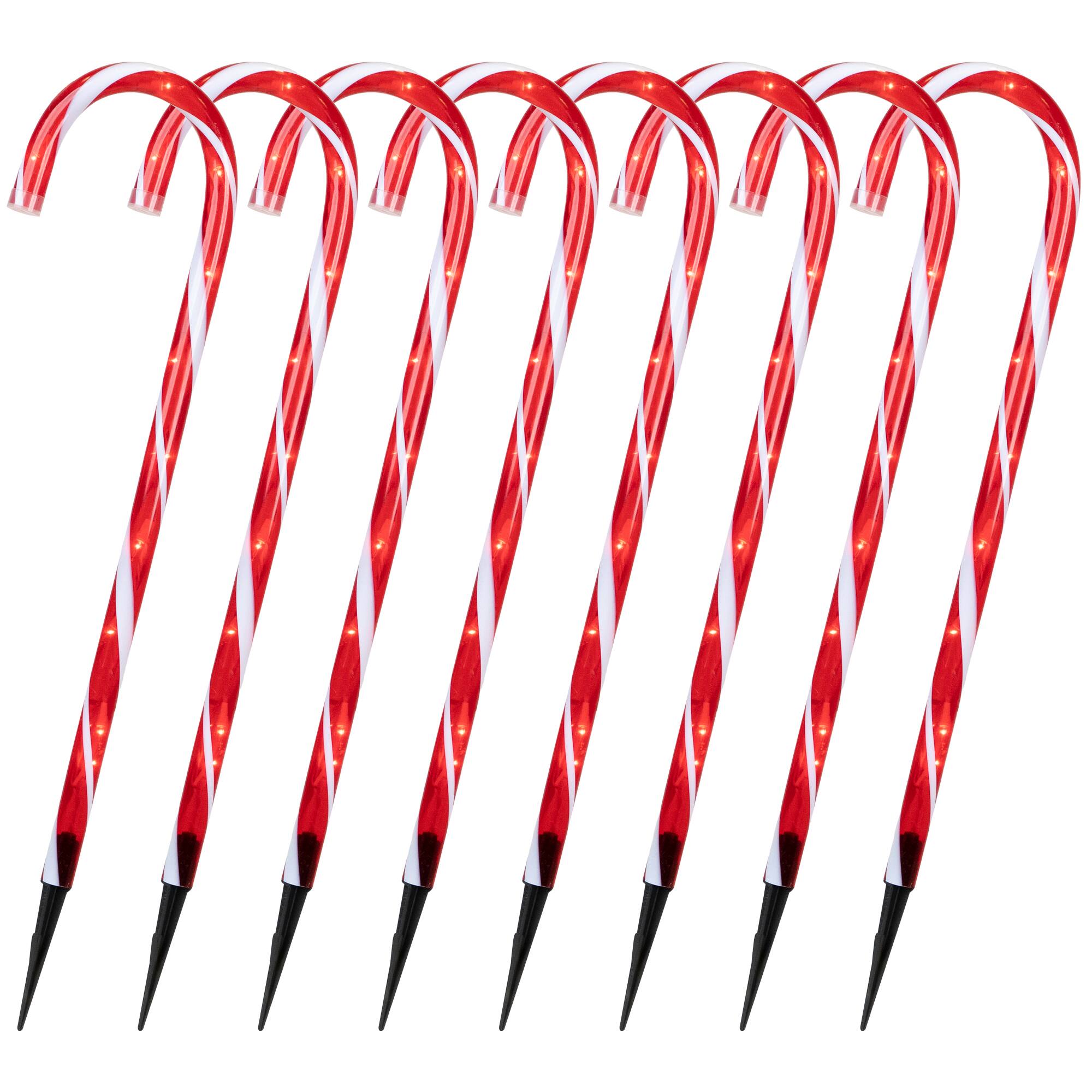 Alt View 1. Northlight - Lighted Candy Cane 8-Function Outdoor Christmas Pathway Markers - 24" - Set of 8 - Red.