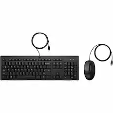 Front. HP - HP 225 Wired Mouse and Keyboard Combo (AX2Y7AA) - USB Type A Plunger Cable Keyboard - English (US), English (Canada) - Black.