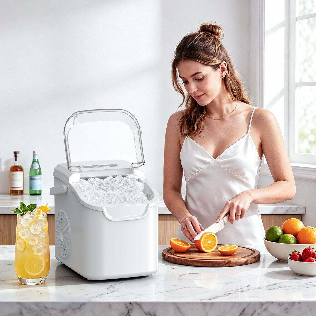 Electactic Portable 12hq Countertop Bullet Ice Maker 26lbs/24h with ...