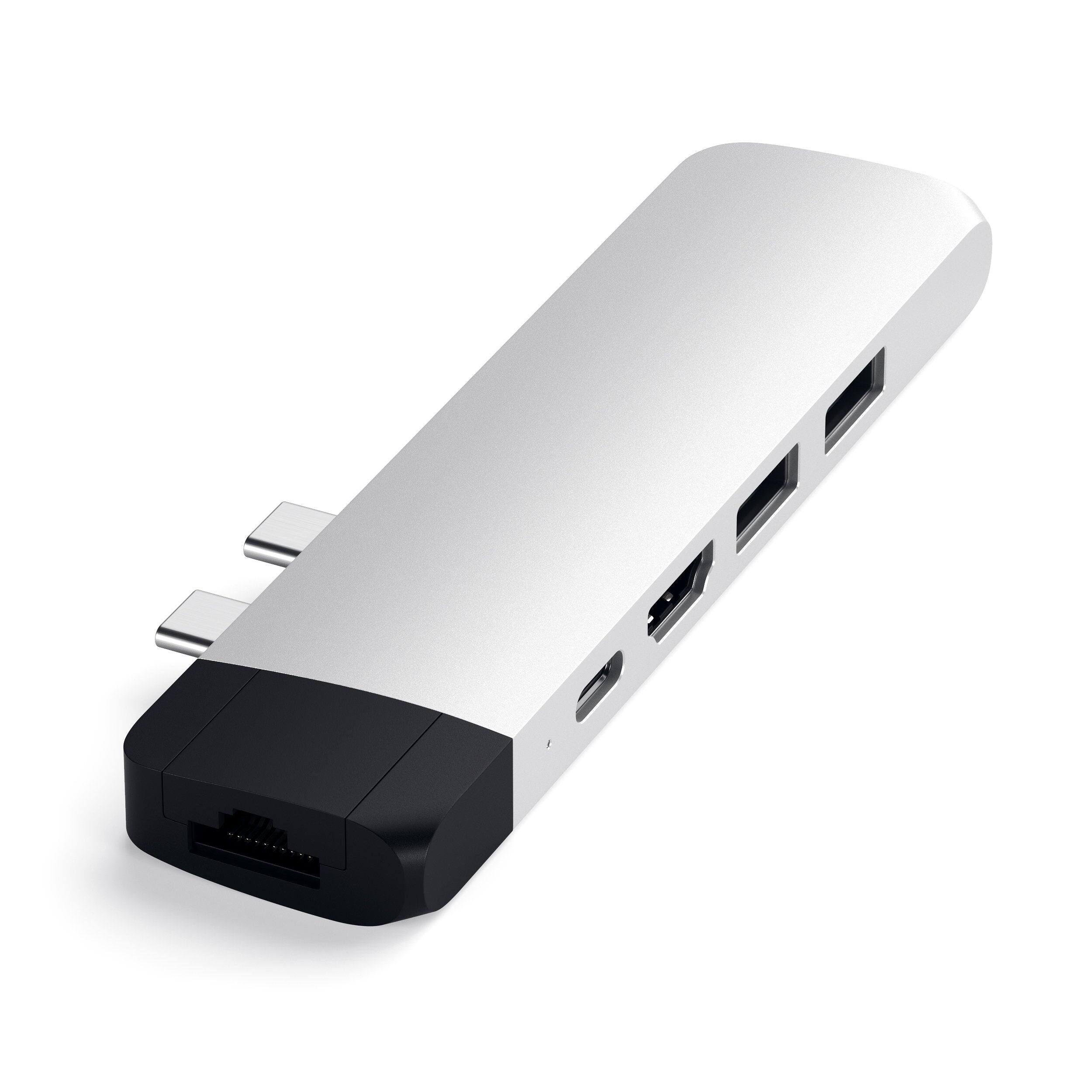 Alt View 4. Satechi - Type-C Pro Hub Adapter with Ethernet - Silver.