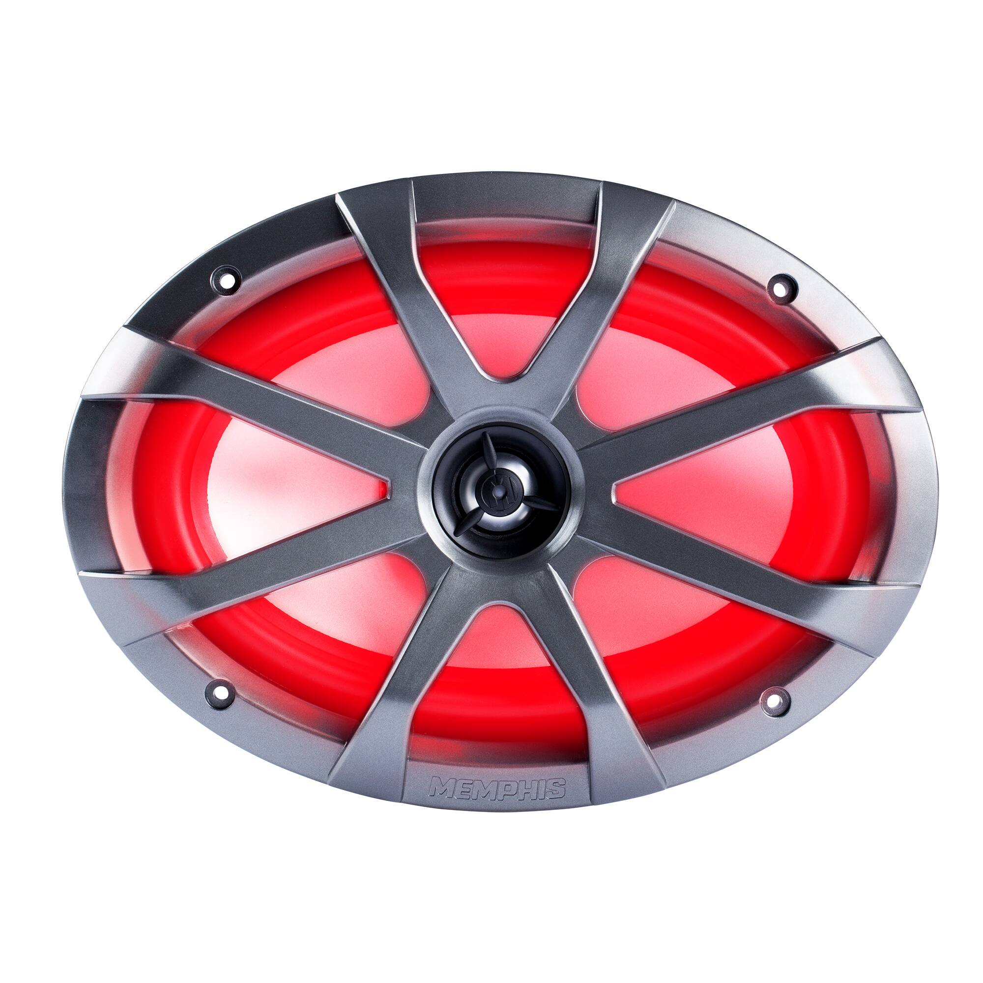 Alt View 10. Memphis Car Audio - Memphis Audio 6x9 LED Marine Coaxial Speakers - 1 Pair (2 Units) - OEM Upgrade Pack MXA69L With Metal Gray Grilles - Black/Gray.