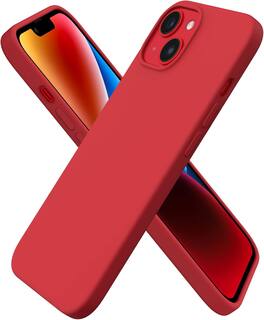 Ornarto - Compatible with iPhone 14 Case 6.1", Slim Liquid Silicone 3 Layers Full Covered Protective Cover - Red