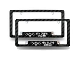 Rico Industries - New Orleans Pelicans NBA (Set of 2) Chrome Metal License Plate Frames with Carbon Fiber Design - Multi