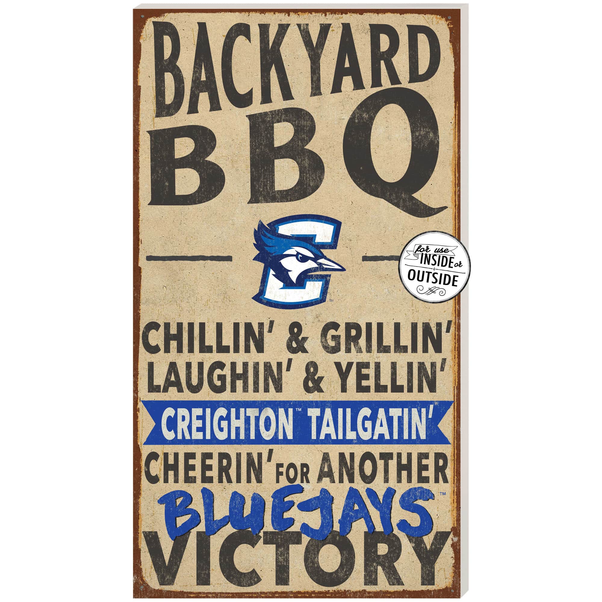 Jardine - Creighton Bluejays 11'' x 20'' Indoor/Outdoor BBQ Sign - Brown