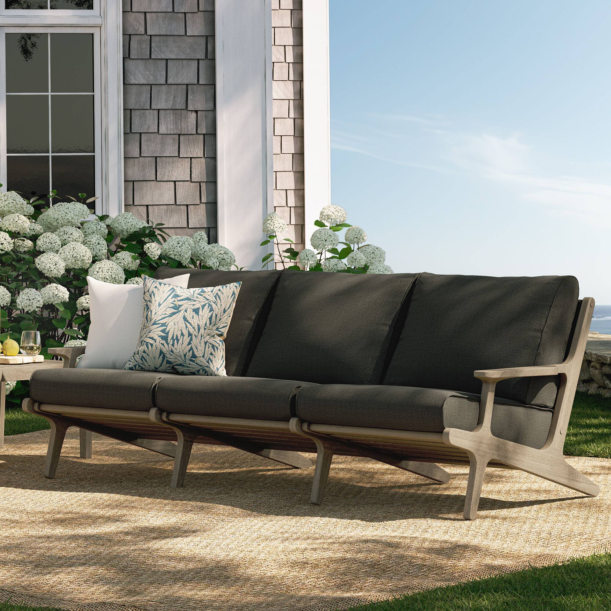 Alt View 7. Modway - Saratoga Outdoor Patio Teak Sofa by Modway - Weathered Gray Flint.