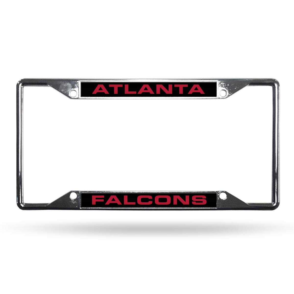 Rico Industries - Atlanta Falcons All Corner EZ View Chrome Metal Laser Cut License Plate Frame - Multi