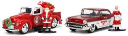 Jada Toys - 1:32 Christmas - Hollywood Rides - 1941 Ford Pickup & 1957 Chevy Bel-Air with Santa & - COLLECTIBLES - Multicolor