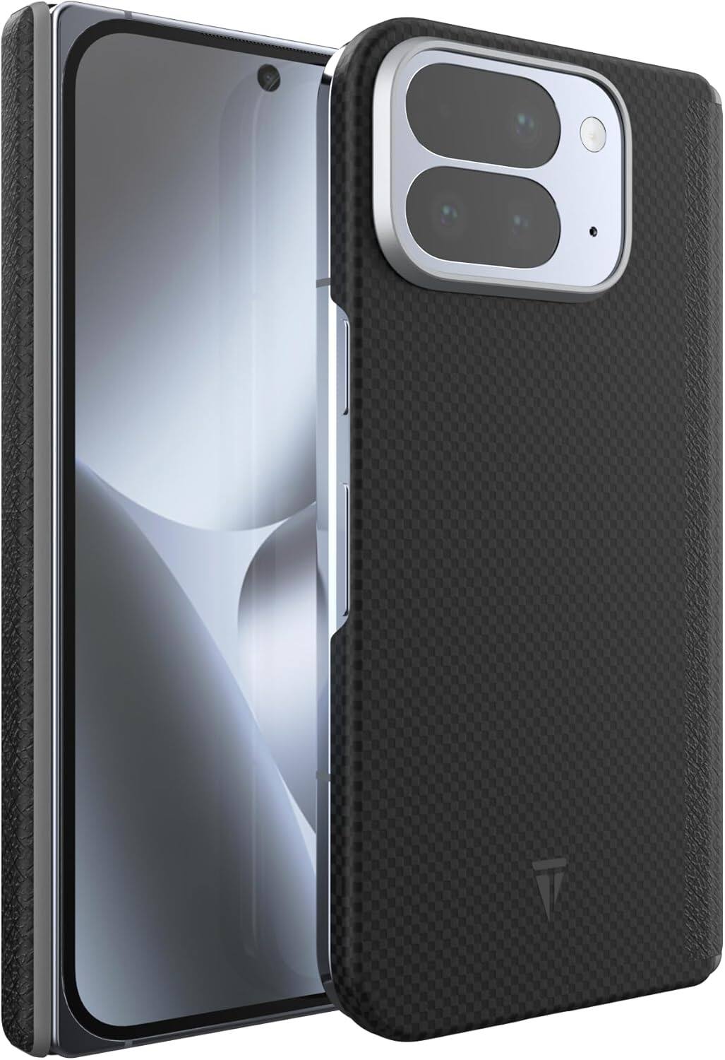 Front. TUDIA - TUDIA Carbon Fiber for Google Pixel 10 Pro Fold Case Pixelsnap & MagSafe Compatible - Black - Black.