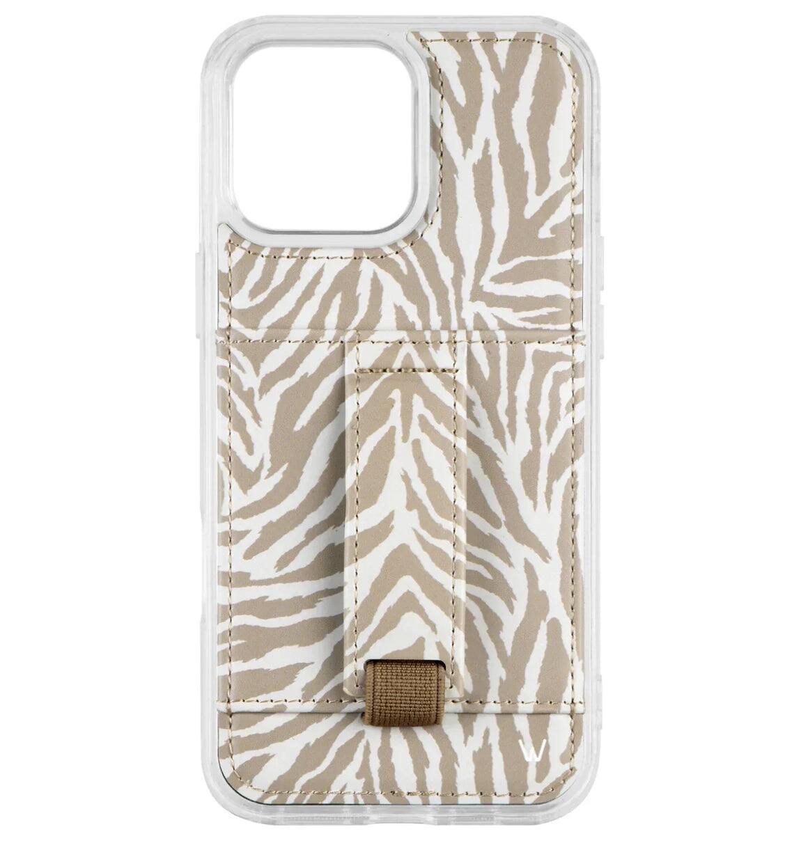 Walli Cases - Phone Case with Wallet and Finger Strap for iPhone 15 Pro - Safari Stripes