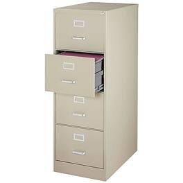 Staples - Commercial 4-Drawer Vertical File Cabinet, Legal Size, Lockable, 51.97"H x 18"W x 26.5"D - Putty