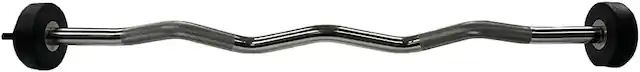 Front. Amber Sporting Goods - Rubber Coated Pre-Weighted Curl Bar, Alloy Steel, Secure Knurled Grip, Enhanced Comfort, 70 lb - Chrome.