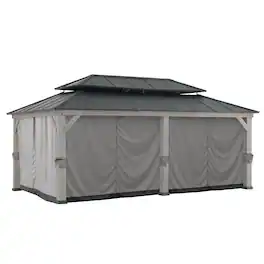 SUNJOY - Replacement Gazebo Curtain Panles,Water-resistant 6-Panel Screen Walls Outdoor Curtain for 12 x 20 ft Gazebo - Gray