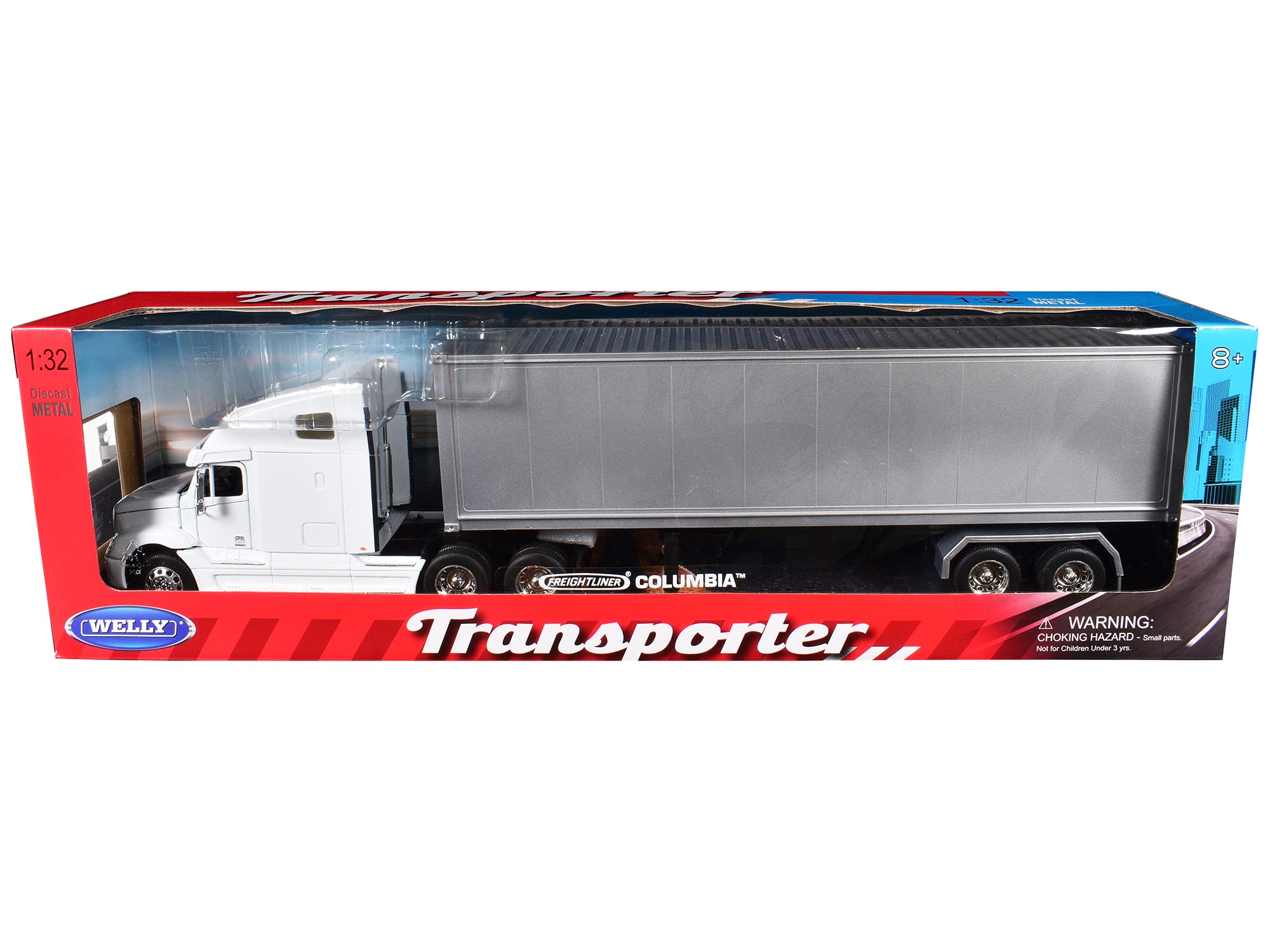 Freightliner Columbia Truck White with Gray Container 1/32 Diecast Model by Welly price history on PriceWatchPro