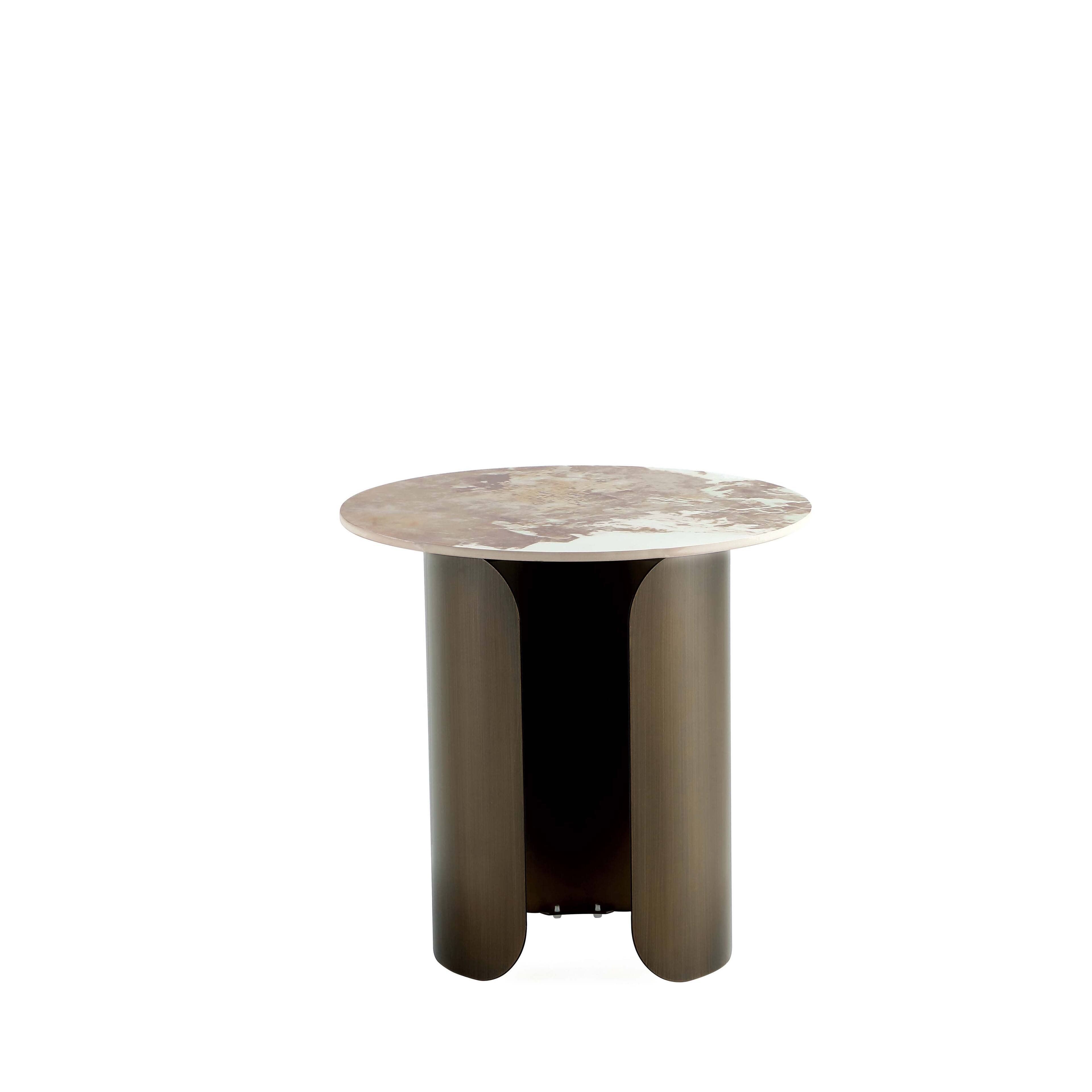Alt View 2. Manhattan Comfort - Monica Modern Glam Sintered Stone Top End Table - Bronze.