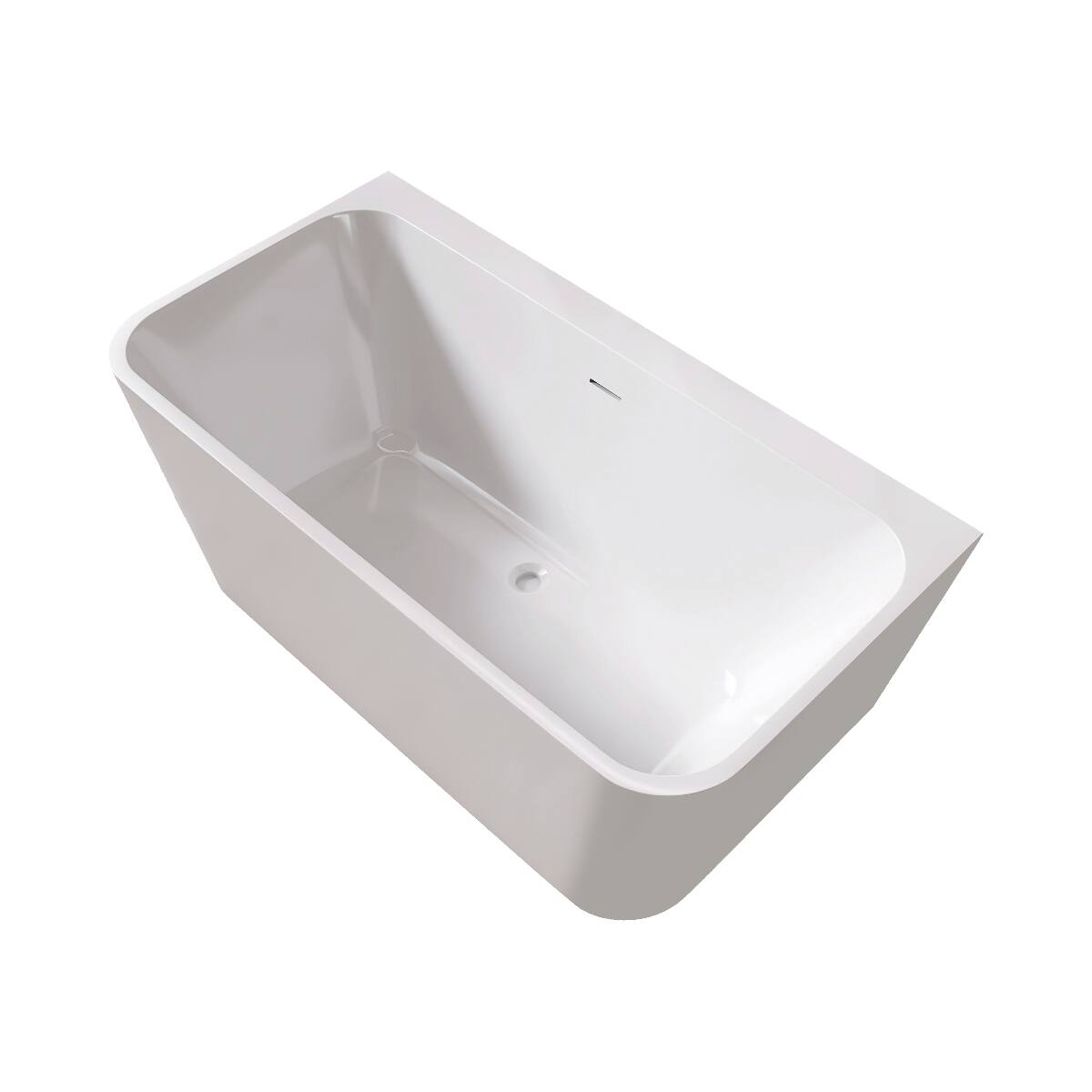 Left. Loheer - Loheer 55 in Freestanding Acrylic Soaking Bathtub Gloss White Rectangular Tub - Gloss White.