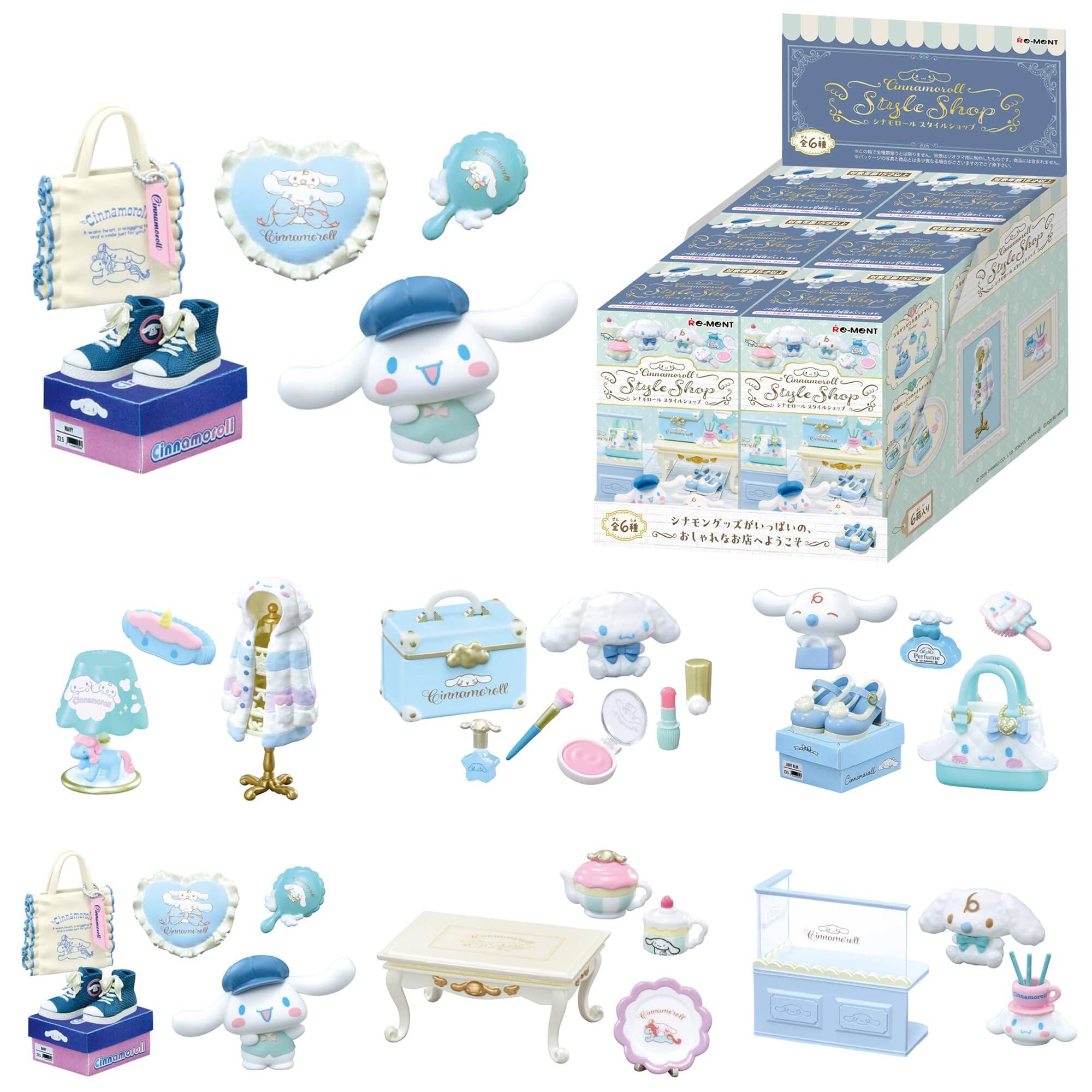 Hamee RE-MENT Hello Kitty and Friends Sanrio Diorama Mini Collectible Figure - Cinnamoroll Style Shop (Full Set)