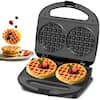 Front. OSTBA - 750W Mini Waffle Maker , Nonstick Plates, Perfect for Kids & Family Breakfast - Black.