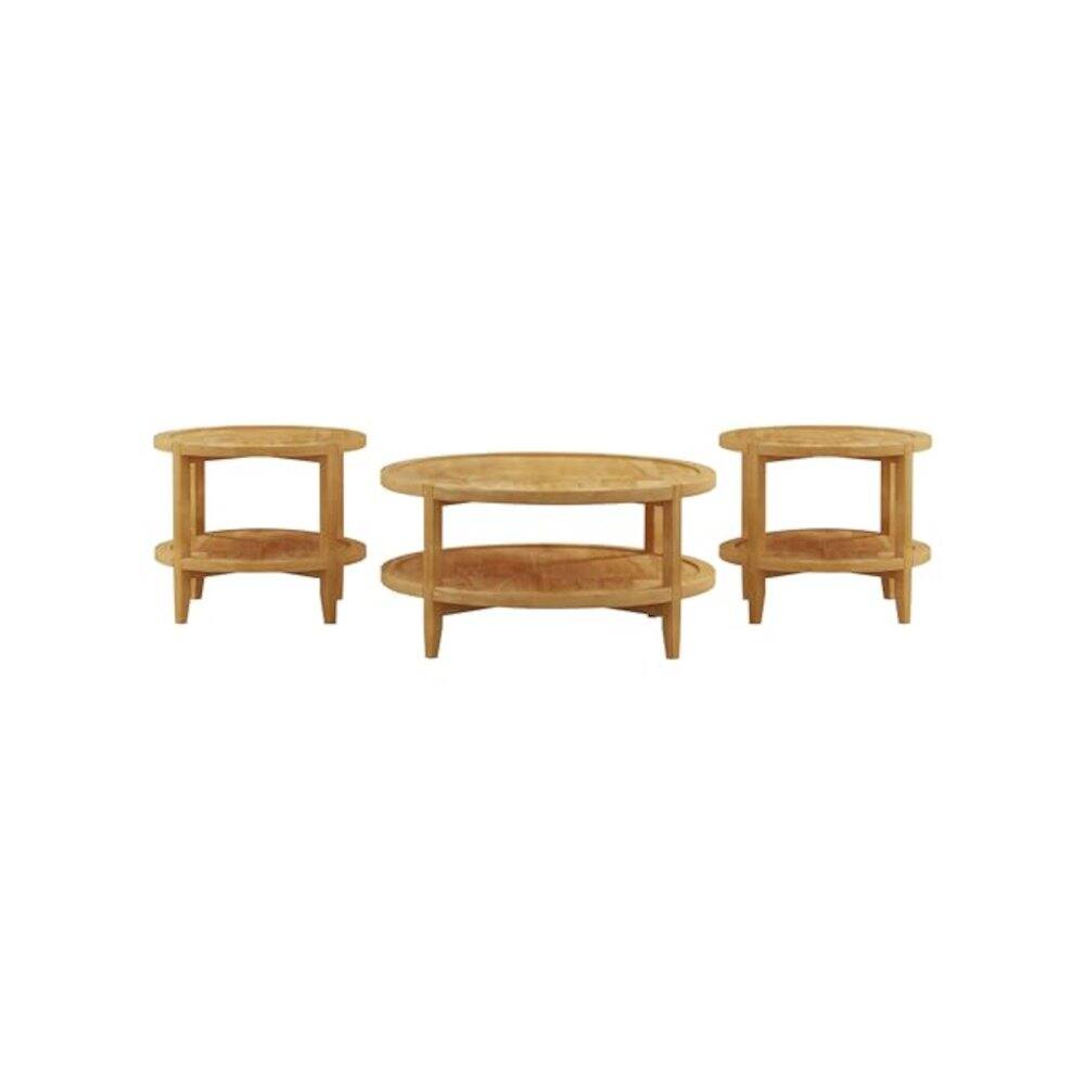 Front. Coaster Co. of America - Camillo 3-piece Round Coffee and End Table Set Maple - Brown.