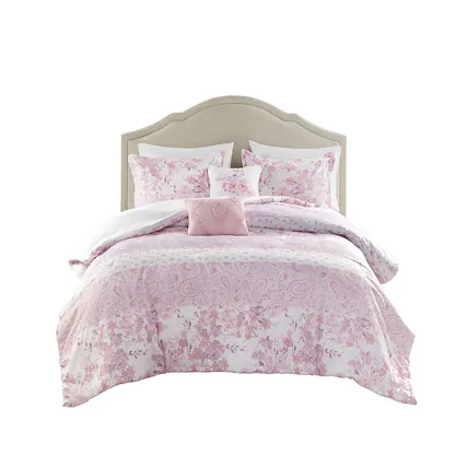 Front. Gracie Mills - Gracie Mills Valeria Floral Paisley Comforter Set - Pink.