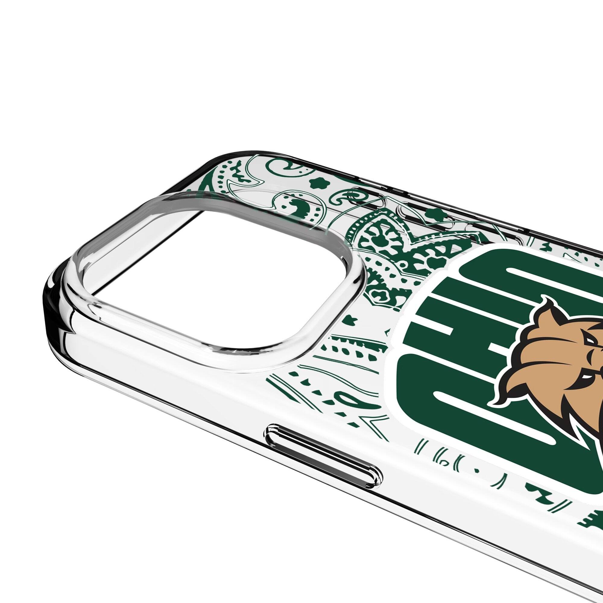 Alt View 2. Keyscaper - Ohio Bobcats iPhone Paisley Design Clear Case - 15 Pro - Multicolor.