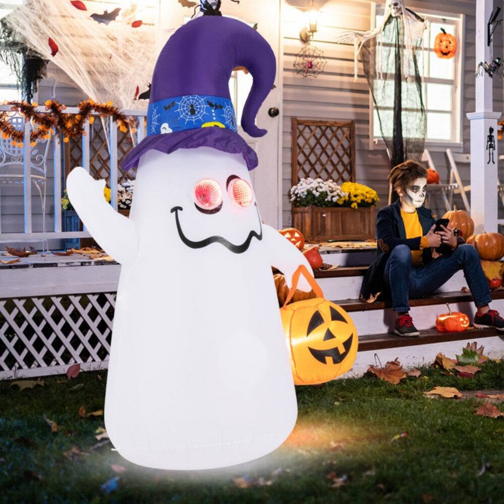 Alt View 4. Boyel Living - 6ft Glowing Ghost Halloween Inflatable Decor with Infinity LED Eyes - White.